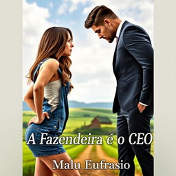 A romantic book cover for 'A Fazendeira e o CEO'
