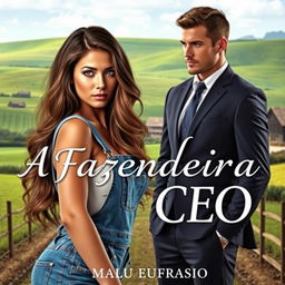 A romantic book cover for 'A Fazendeira e o CEO'