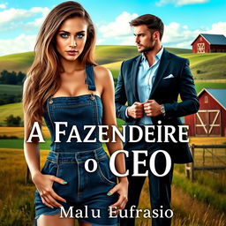 A captivating romance novel cover titled 'A Fazendeira e o CEO'