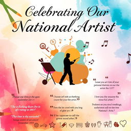 A vibrant and colorful poster celebrating the appreciation of a national artist