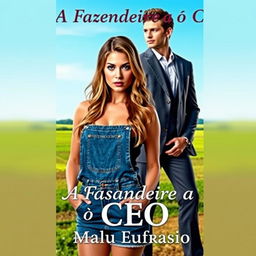 A captivating book cover for a romance titled 'A Fazendeira e o CEO'