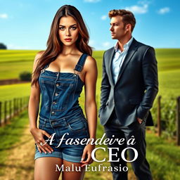 A captivating book cover for a romance titled 'A Fazendeira e o CEO'