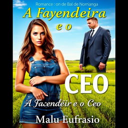 A captivating book cover for a romance titled 'A Fazendeira e o CEO'