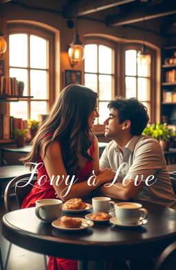 A cozy and intimate café scene set in a quaint, rustic café with warm lighting