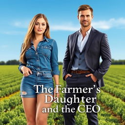 A romantic cover for the book titled 'The Farmer's Daughter and the CEO'