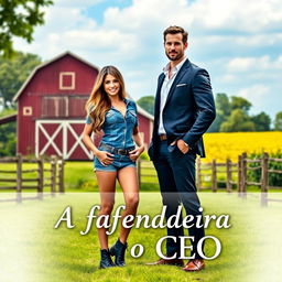 A romantic cover for the book titled 'A Fazendeira e o CEO'