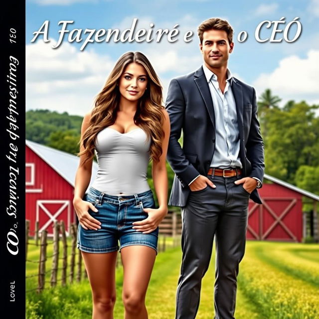 A romantic cover for the book titled 'A Fazendeira e o CEO'