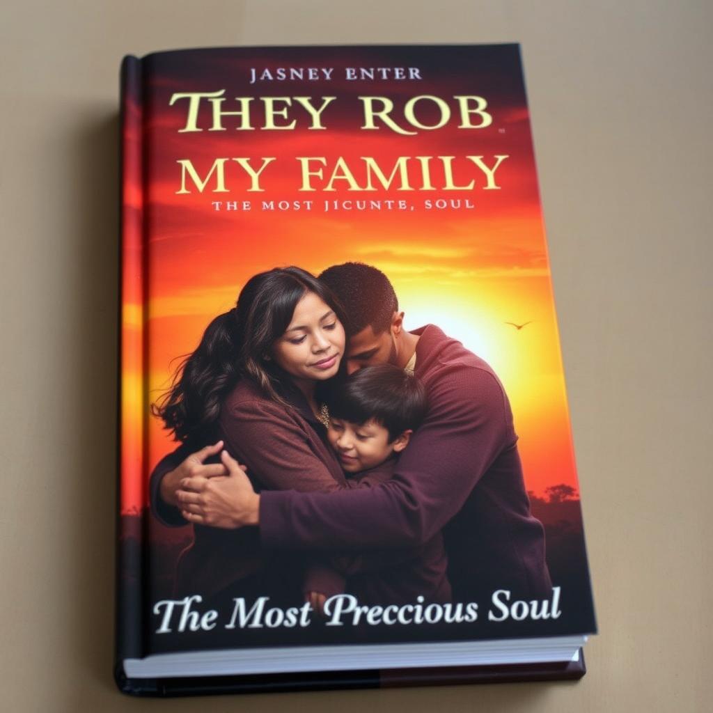 A hauntingly beautiful book cover depicting a family embracing tightly, symbolizing love and protection