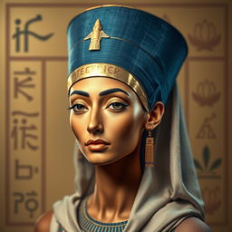 A captivating portrait of Nefertiti, the beautiful Egyptian queen known for her elegance and grace
