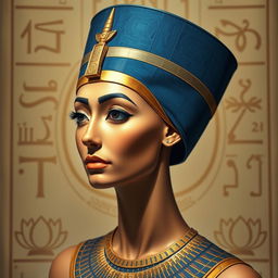 A captivating portrait of Nefertiti, the beautiful Egyptian queen known for her elegance and grace