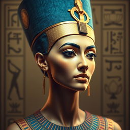 A captivating portrait of Nefertiti, the beautiful Egyptian queen known for her elegance and grace