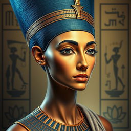 A captivating portrait of Nefertiti, the beautiful Egyptian queen known for her elegance and grace