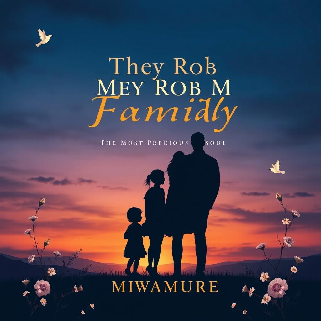 A mesmerizing book cover for 'They Rob My Family: The Most Precious Soul' by Mwamure, featuring an emotional and evocative design