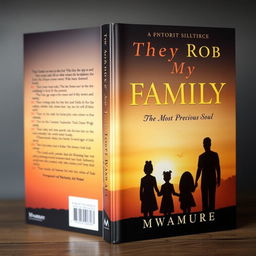 A dramatic and emotional book cover design for the novel titled 'They Rob My Family, The Most Precious Soul' by author Mwamure