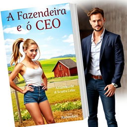 A captivating romance book cover titled 'A Fazendeira e o CEO'