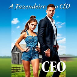 A captivating romance book cover titled 'A Fazendeira e o CEO'