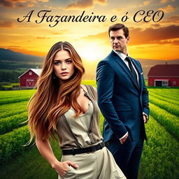 A captivating romance novel cover titled 'A Fazendeira e o CEO'