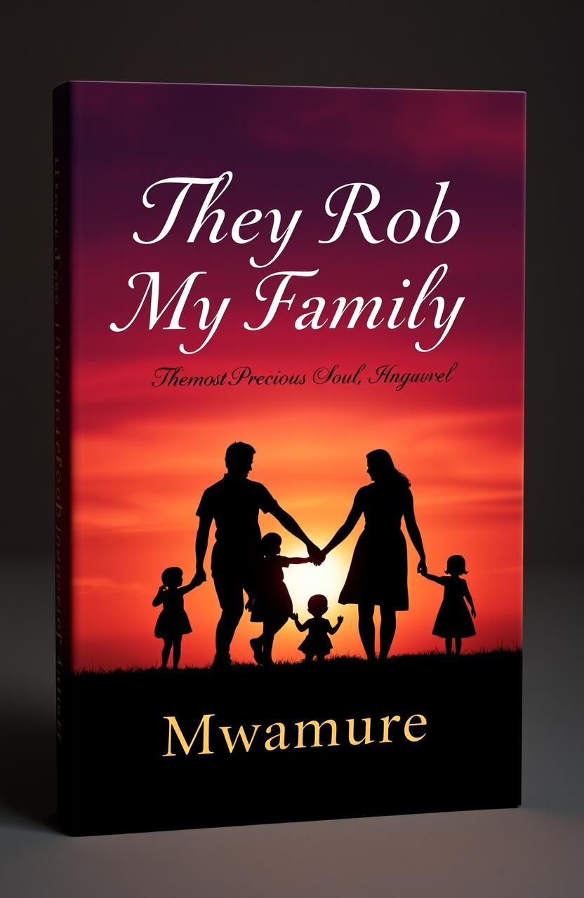 A poignant and captivating book cover design for the novel titled 'They Rob My Family, The Most Precious Soul' by the author Mwamure