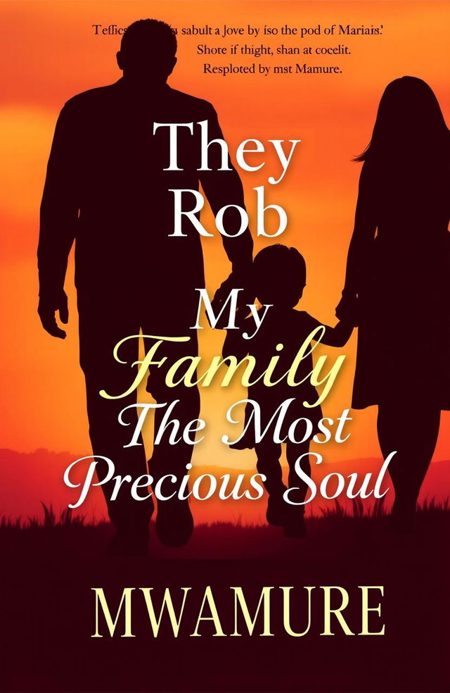 A poignant and captivating book cover design for the novel titled 'They Rob My Family, The Most Precious Soul' by the author Mwamure