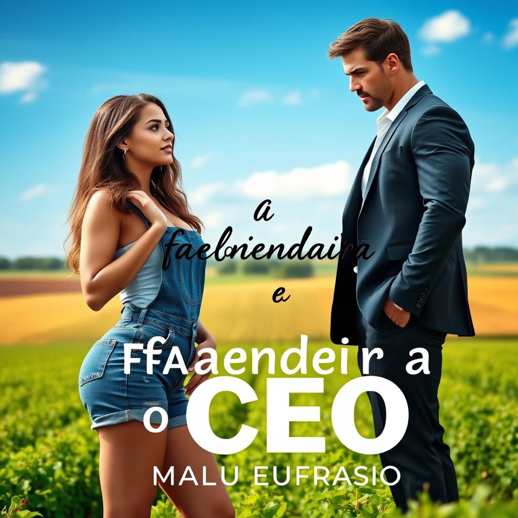 A captivating romance novel cover titled 'A Fazendeira e o CEO'