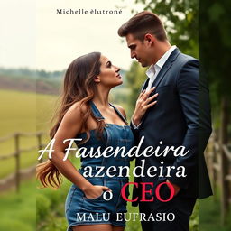 A romantic book cover for 'A Fazendeira e o CEO'