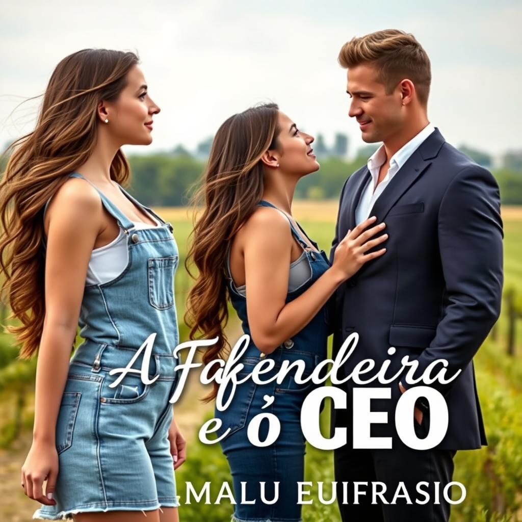 A romantic book cover for 'A Fazendeira e o CEO'