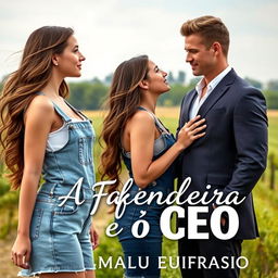 A romantic book cover for 'A Fazendeira e o CEO'