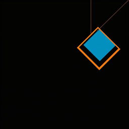 A professional-looking composition featuring a black background with elegant lines and minimalist geometric shapes in vibrant blue and orange