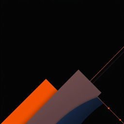 A professional-looking composition featuring a black background with elegant lines and minimalist geometric shapes in vibrant blue and orange