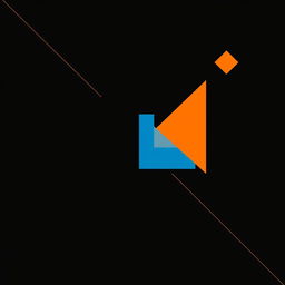 A professional-looking composition featuring a black background with elegant lines and minimalist geometric shapes in vibrant blue and orange
