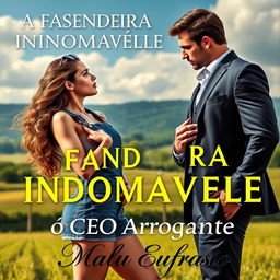 A dramatic book cover titled 'A Fazendeira Indomável e o CEO Arrogante'