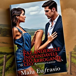 A dramatic book cover titled 'A Fazendeira Indomável e o CEO Arrogante'
