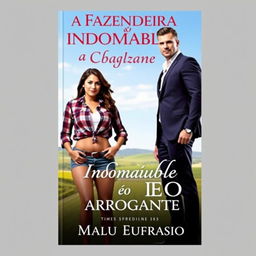 A captivating romance cover titled 'A Fazendeira Indomável e o CEO Arrogante'