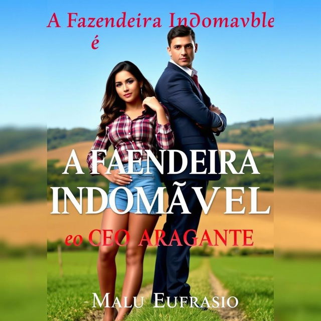 A captivating romance cover titled 'A Fazendeira Indomável e o CEO Arrogante'