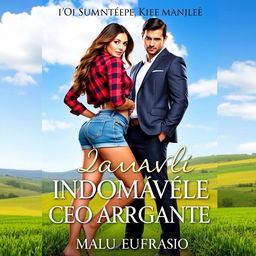 A captivating romance cover titled 'A Fazendeira Indomável e o CEO Arrogante'