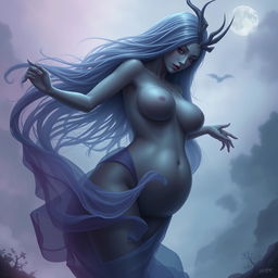 A seductive Thai ghost, featuring an alluring and curvaceous body with an emphasis on voluptuous curves