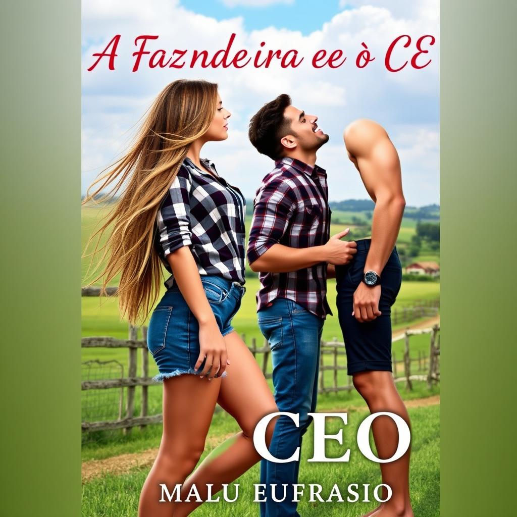 A captivating romance novel cover titled 'A Fazendeira e o CEO'