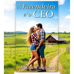 A captivating romance novel cover titled 'A Fazendeira e o CEO'