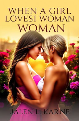 A provocative and sensual book cover for a romance novel titled 'WHEN A GIRL LOVES A WOMAN'