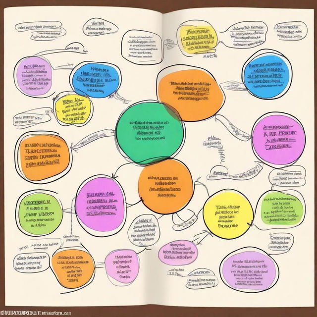 Create a mind map of creative thinking for brainstorming in the process of generating new artistic concepts