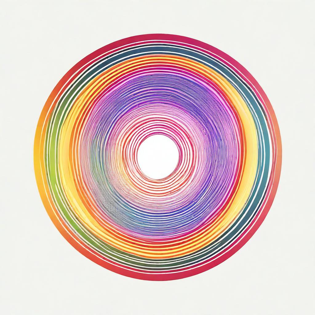 Generate an image of a perfect circle filled with a vibrant rainbow, sliced in the middle by a straight horizontal line.