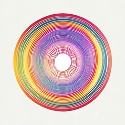 Generate an image of a perfect circle filled with a vibrant rainbow, sliced in the middle by a straight horizontal line.