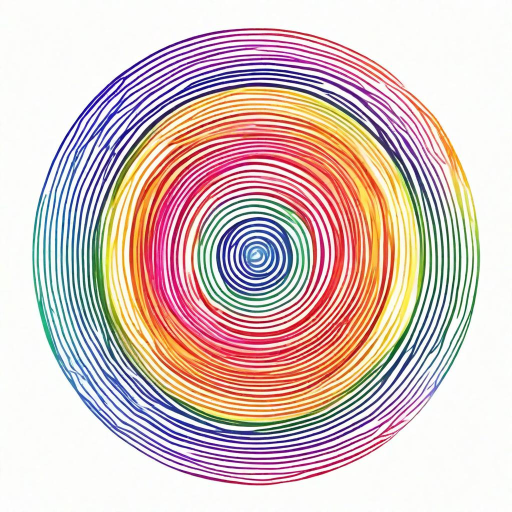 Generate an image of a perfect circle filled with a vibrant rainbow, sliced in the middle by a straight horizontal line.