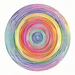 Generate an image of a perfect circle filled with a vibrant rainbow, sliced in the middle by a straight horizontal line.