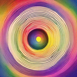 Generate an image of a perfect circle filled with a vibrant rainbow, sliced in the middle by a straight horizontal line.