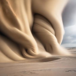 Depict a striking scene where a fierce blizzard meets a savage sandstorm