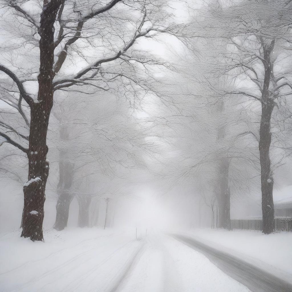 Visualize a heavy blizzard, where swirls of snow blanket everything in sight