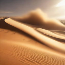 Render a violent sandstorm in a desert landscape