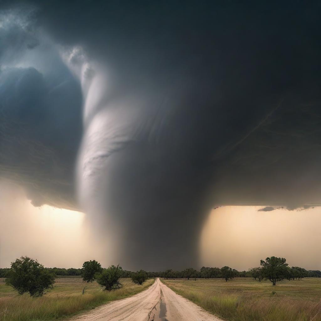 Visualize an extraordinary event of multiple tornadoes touching down simultaneously