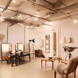 A 2500 square feet family salon filled with modern, family-friendly amenities. It includes a dedicated photography space with professional equipment and multiple private rooms, each tastefully decorated